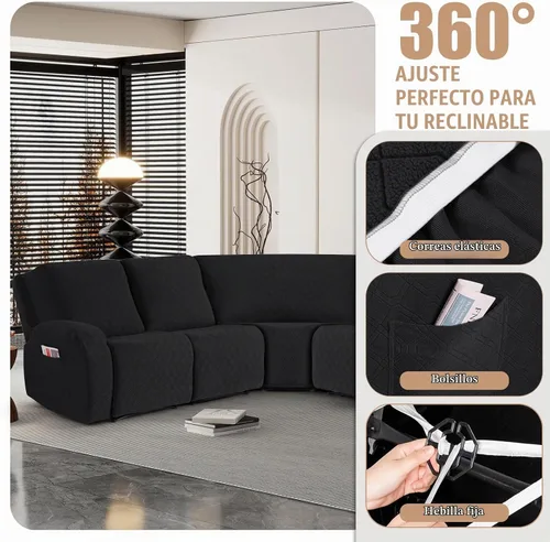 Vista 5 de VANSOFY Fundas de Sofá Seccional Reclinable Extra Grandes, Fundas Lavables de 5 Piezas para Sofá Seccional en Forma de L con Asiento de Esquina