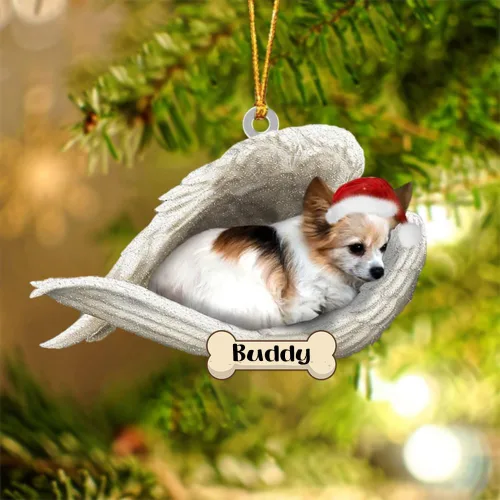 Vista 103 de Afghan Hounds - Adorno de Navidad con alas de ángel durmiente, recuerdo personalizado para perros 2024, adorno de forma acrílica, regalos
