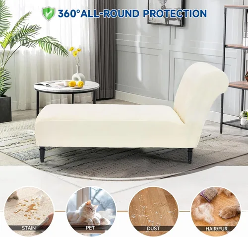 Vista 6 de Funda de terciopelo para tumbona de interior sin brazos, funda de lujo de alta elasticidad, ultra suave, moderna, lavable a máquina, para muebles