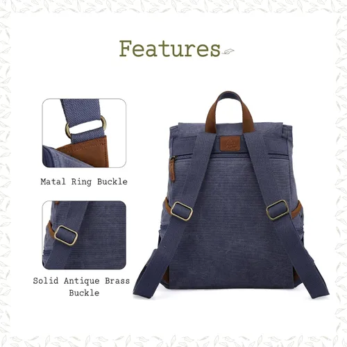 Vista 5 de TSD Brand Atona - Mochila de lona, Azul mezclilla, Tamaño único