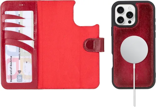 Vista 18 de BOULETTA Magsafe - Funda para iPhone 15 compatible con cuero de grano completo, magnética, desmontable, cartera para teléfono (2 en 1), 4 tarjeteros