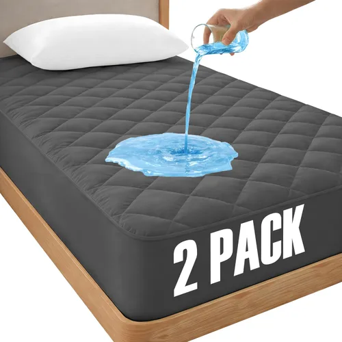 Vista 17 de LUX Décor Protector de Colchón Twin - Cubrecolchón Acolchado Elástico Ajustable Protector Hasta 16 Pulgadas de Profundidad - Cubrecolchón Suave