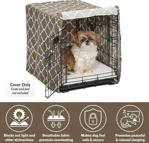 Vista 3 de MidWest Homes for Pets Funda para jaula para perros pequeños con protector de tela Teflon, funda de privacidad de poli-algodón para perrera que se