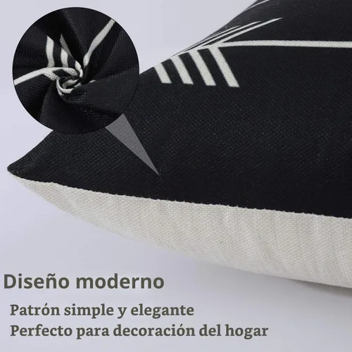 Vista 5 de Tosewever Juego de 4 fundas de almohada decorativas geométricas de 16 x 16 pulgadas, funda de cojín cuadrada de lino con patrón moderno para sofá
