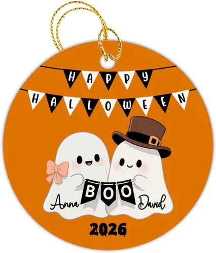 Vista 13 de Adorno personalizado para el primer Halloween en nuestro nuevo hogar 2025, adorno de Halloween personalizado para el hogar con dirección y nombres