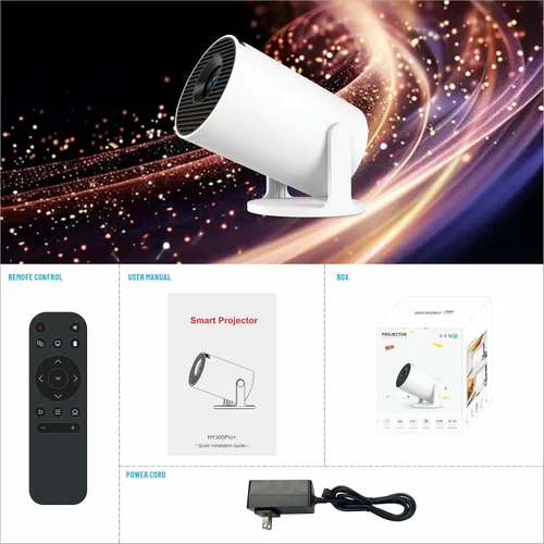 Vista 9 de Mini proyector portátil, proyector inteligente, corrección horizontal automática, brillo nativo 1080P 200 ANSI, proyector de película al aire libre