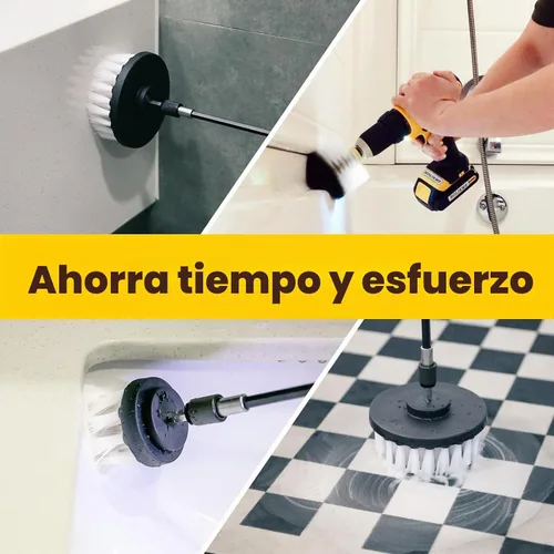 Vista 5 de Holikme Juego de 5 cepillos de taladro con extensión para detalles de coche Blanco