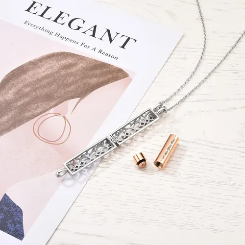 Vista 3 de Zysta Collar con medallón de urna para cenizas, colgante de gota de agua hueca/loto, collares para mujeres, urnas, joyería de cremación, regalo