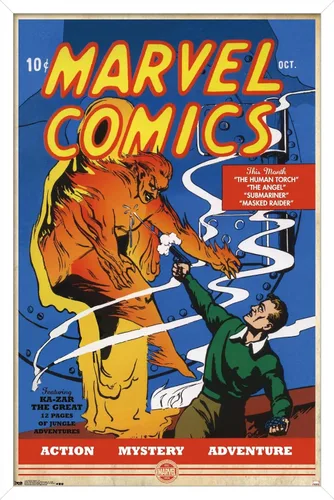 Vista 14 de Trends International Marvel Comics - Póster de pared de The Very First Marvel Comics #1, 14.725 x 22.375 pulgadas, versión enmarcada de madera