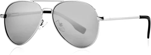 Vista 10 de Gleyemor Gafas de sol polarizadas de aviador para cara pequeña y estrecha 01 Negro / Gris