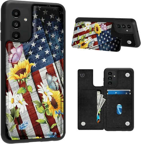 Vista 28 de BVDIKMI Funda para Samsung Galaxy A13 5G con ranura para tarjetero, funda de piel sintética, doble cierre magnético y cubierta duradera a prueba