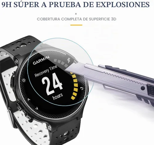 Vista 4 de Diruite Paquete de 4 protectores de pantalla de vidrio templado para Garmin Forerunner 220/225/230/235/620/630, dureza 2.5D 9H, película protectora