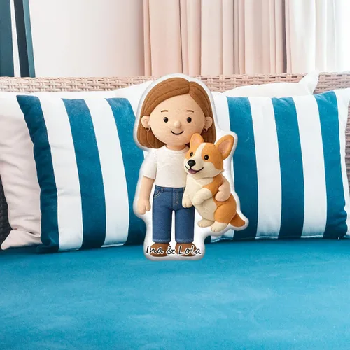 Vista 5 de Almohada personalizada de muñecas de dibujos animados, almohada personalizada que se parece a ti, almohadas Mini Me con cara y nombre para familia