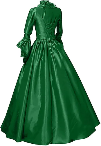 Vista 3 de Prom Tea Dress for Women Retro Long Sleeve Dress Vintage Renaissance Court Dress Hooded Medieval Princess Costume