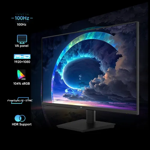 Vista 2 de KTC – Monitor de computadora de 24 pulgadas 1080P Full HD, 100Hz HDR10 sin marco, monitor de juegos con Freesync, puertos HDMI y VGA, monitor de PC