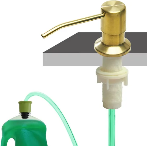 Vista 10 de Dispensador de jabón para fregadero de cocina (níquel cepillado), dispensador de jabón de fregadero de diseño integrado, repuesto desde la parte