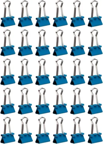 Vista 2 de JAM PAPER Clips para carpeta coloridos - Extra Pequeños - 3/5 Pulgadas (15 mm) - Clips para carpeta azules - 30/Paquete