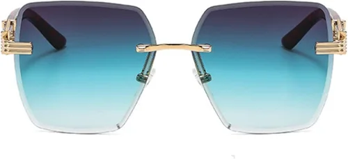 Vista 2 de Shiratori Rimless Cut Edge Womens Gradient Sunglasses Large Frame Sunglasses
