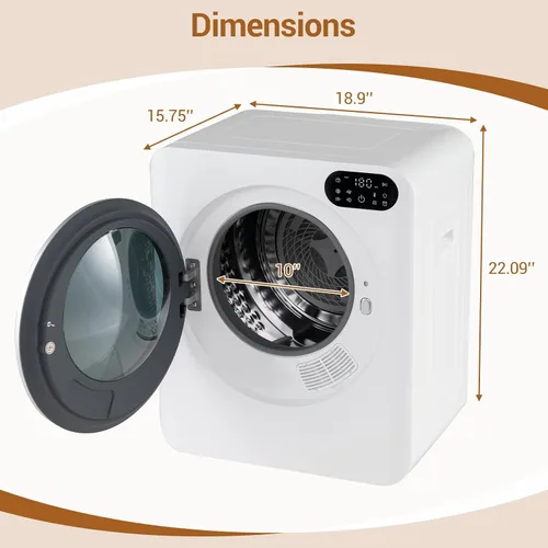 Vista 4 de COSTWAY Secadora de ropa compacta de 1.5 pies cúbicos con panel de control