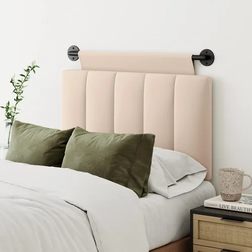 Vista 16 de Nathan James Harlow - Cabecera colgante de pared moderna, tamaño Queen, piel sintética marrón