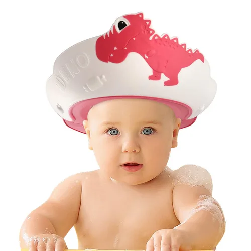 Vista 13 de FUNUPUP - Gorro de ducha para bebé, para niños, champú de baño para bebé, visera de lavado de cabello, ajustable, dinosaurio azul