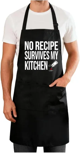 Vista 10 de Delantales divertidos para hombres y mujeres, perfectos para cocina, barbacoa, hornear, esposa, marido, regalo de cumpleaños para papá