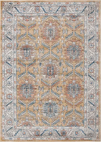 Vista 2 de Unique Loom Nyla Collection - Alfombra de área - Princesa (6 pies 1 pulgada x 9 pies, rectangular, amarillo mostaza/azul)