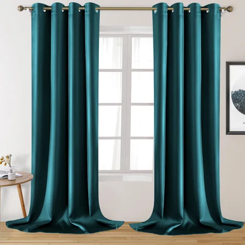 Vista 11 de HOMEIDEAS 2 paneles de cortina de seda sintética, cortinas opacas para dormitorio