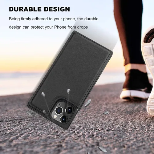 Vista 6 de Bocasal Funda tipo cartera para iPhone 11 Pro con tarjetero para tarjetas de crédito, piel sintética suave premium, función atril, cierre magnético