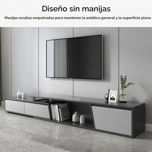 Vista 5 de homary Consola de TV extensible para sala de estar, centro de entretenimiento rectangular con 3 cajones, soporte de TV de hasta 110 pulgadas
