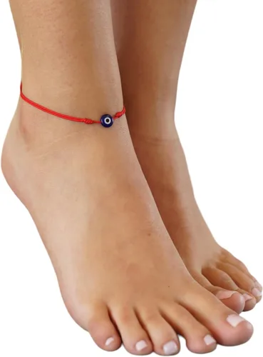 Vista 9 de Lucky Evil Eye Bracelet, Choker & Anklet – Red and Black String Protection Talisman Minimalist Mal de Ojo Jewelry for Good Luck