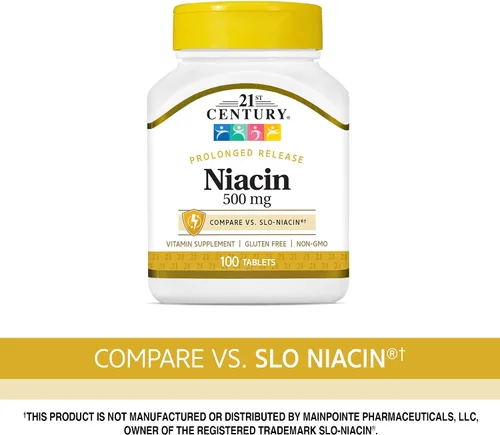 Vista 2 de 21st Century Niacina 500 mg comprimidos de liberación prolongada, 100 unidades (27474)
