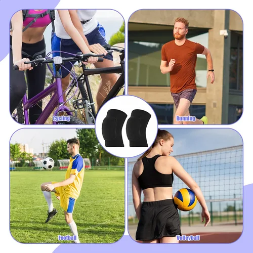 Vista 4 de COMNICO Juego de 2 coderas y rodilleras de voleibol con almohadilla de protección, accesorios esenciales para mujeres y hombres, baloncesto, tenis