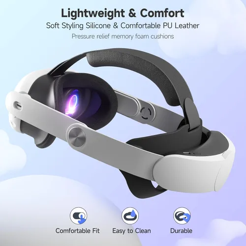 Vista 3 de Battery Head Strap for Meta Quest 3, 10000 mAh Rechargable Headstrap to Extend Playtime and Comfort for VR Headset Elite Strap Replacement