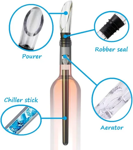 Vista 2 de Enfriador de vino pequeño enfriador de vino 3 en 1 de acero inoxidable enfriador de botellas de vino enfriadores de vino sin hielo para botellas