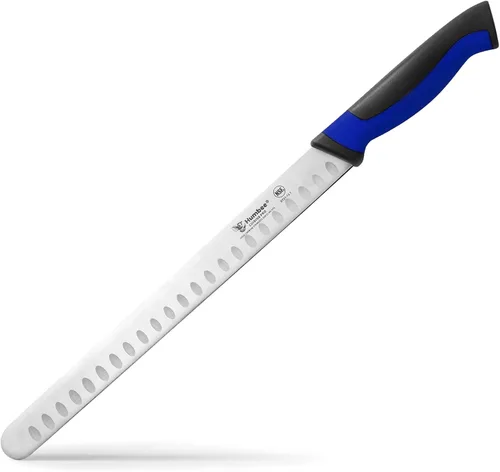 Vista 16 de Cuchillo de chef de 8 pulgadas con borde Granton para rebanar jamón y carne de pavo Certificado NSF Hoja de acero inoxidable alemán Mango