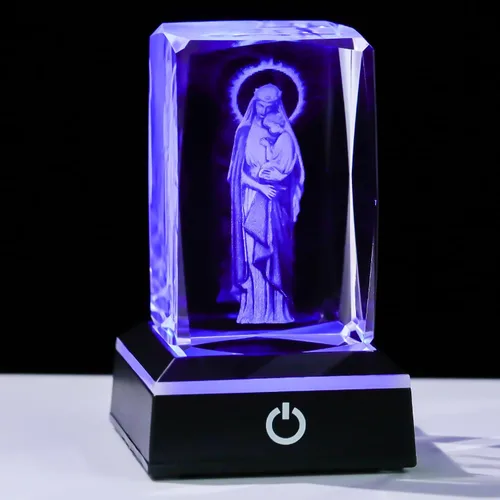 Vista 8 de Movdyka Estatua de Jesús de Cristal 3D Regalos Cristianos para Mujeres y Hombres, Regalos Religiosos con Grabado Láser para Amigos, Mamá, Papá