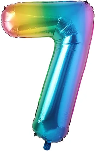 Vista 7 de Globo grande de 40 pulgadas de papel de aluminio arcoíris para cumpleaños, globos con número de helio, decoraciones de fiesta de cumpleaños, figuras