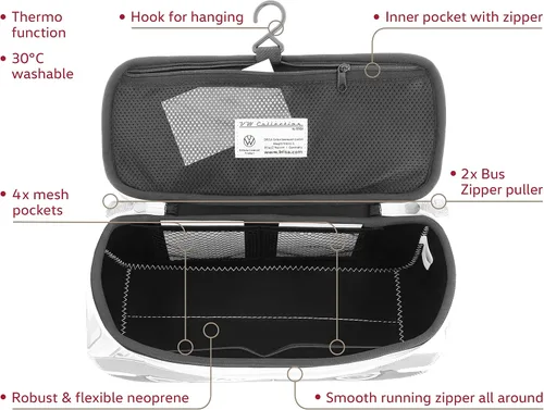 Vista 2 de BRISA VW Collection - Volkswagen Bolsa universal de neopreno para maquillaje, cosméticos, artículos de tocador para farmacia de viaje, con diseño