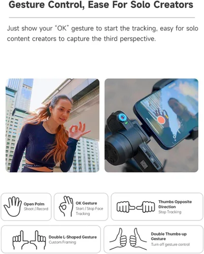 Vista 8 de FeiyuTech SCORP Mini 3 estabilizador de cardán para smartphone, módulo de seguimiento de IA integrado y ventilador de refrigeración, cardán