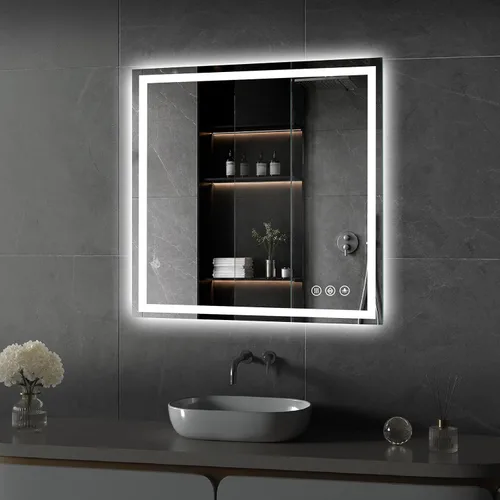 Vista 25 de Koonmi Espejo de baño LED 38x26 con luz, antivaho y 3