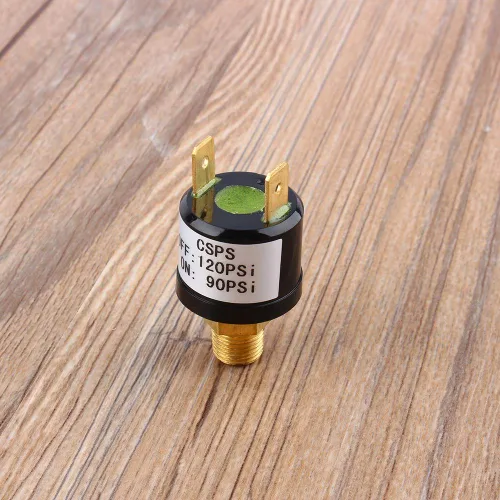 Vista 5 de Interruptor de control de presión para compresor de aire, 90-120 PSI, rosca 1/8-27NPT, CA 110-220V DC 6-36V, válvula de servicio pesado