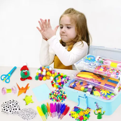 Vista 6 de VLUSSO Kit de Suministros de Artes y Manualidades de 3000 Piezas para Niñas de 8 a 12 Años con Limpiadores de Tubos, Cuentas, Manualidades