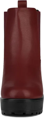 Vista 3 de Allegra K Botas de combate Chelsea con tacón grueso y plataforma para mujer, M