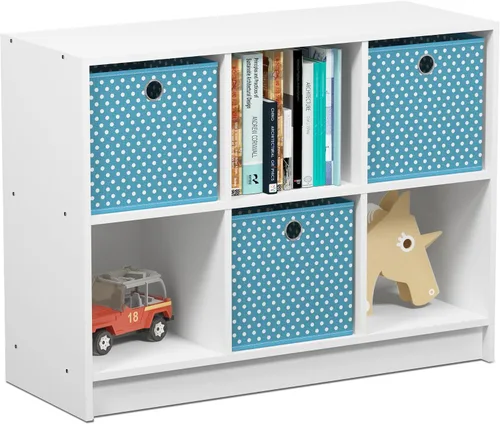 Vista 33 de Furinno PELLI - Estantería de 2 cubos con cubos abiertos y cerrados, armario organizador de almacenamiento de 2 x 1, 12.2 x 11.6 x 24.2, para sala