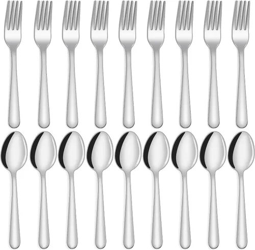 Vista 10 de Unokit Juego de cubiertos de tenedores y cucharas, 24 piezas de cubiertos de acero inoxidable de grado alimenticio para el hogar, cocina