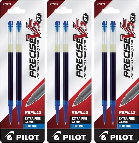 Vista 5 de PILOT, recambios de tinta líquida Precise V5 RT, punta extrafina de 0.5 mm, negro, paquete de 6