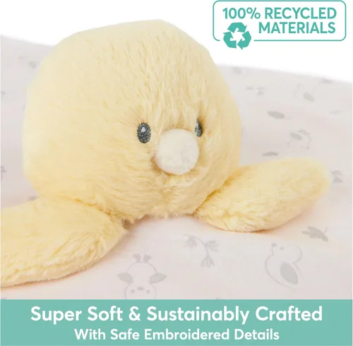 Vista 3 de GUND Baby Patito de Apego Suavemente Sostenible, Manta de Felpa de Animal de Peluche Hecha de Materiales 100% Reciclados, para Bebés y Recién