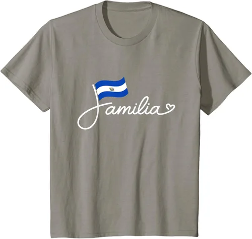 Vista 32 de El Salvador Familia - Camiseta con texto en inglés "La Familia de la Bandera Salvadoreña
