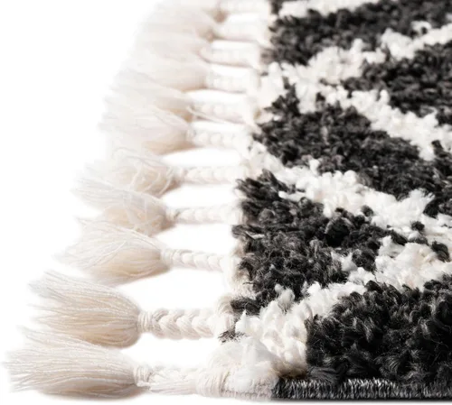 Vista 5 de Unique Loom Colección Hygge Shag - Alfombra (2 pies 2 pulgadas x 3 pies 1 pulgada, rectangular, negro y blanco)